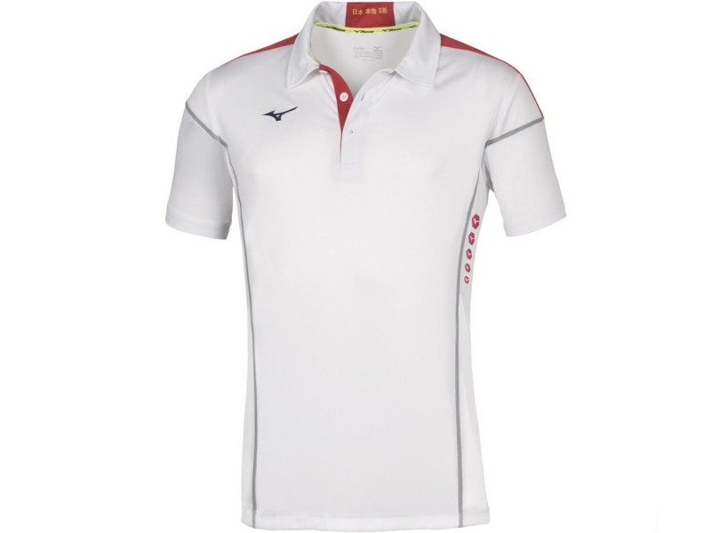 MIZUNO POLO HEX RECT - BIANCO/ROSSO