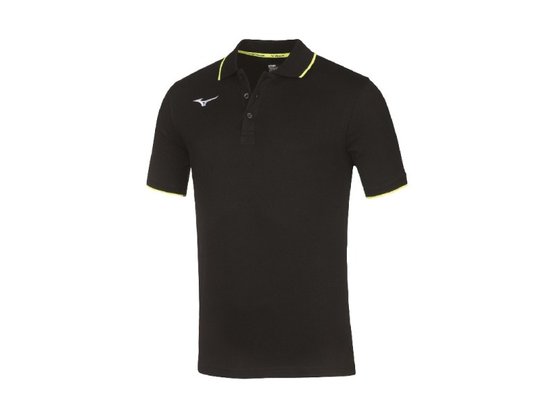 MIZUNO POLO - BLACK/YELLOW FLUO
